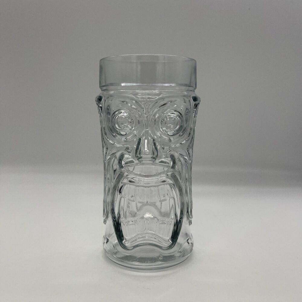 Clear Tiki Glass Tumbler 6.5” Tall